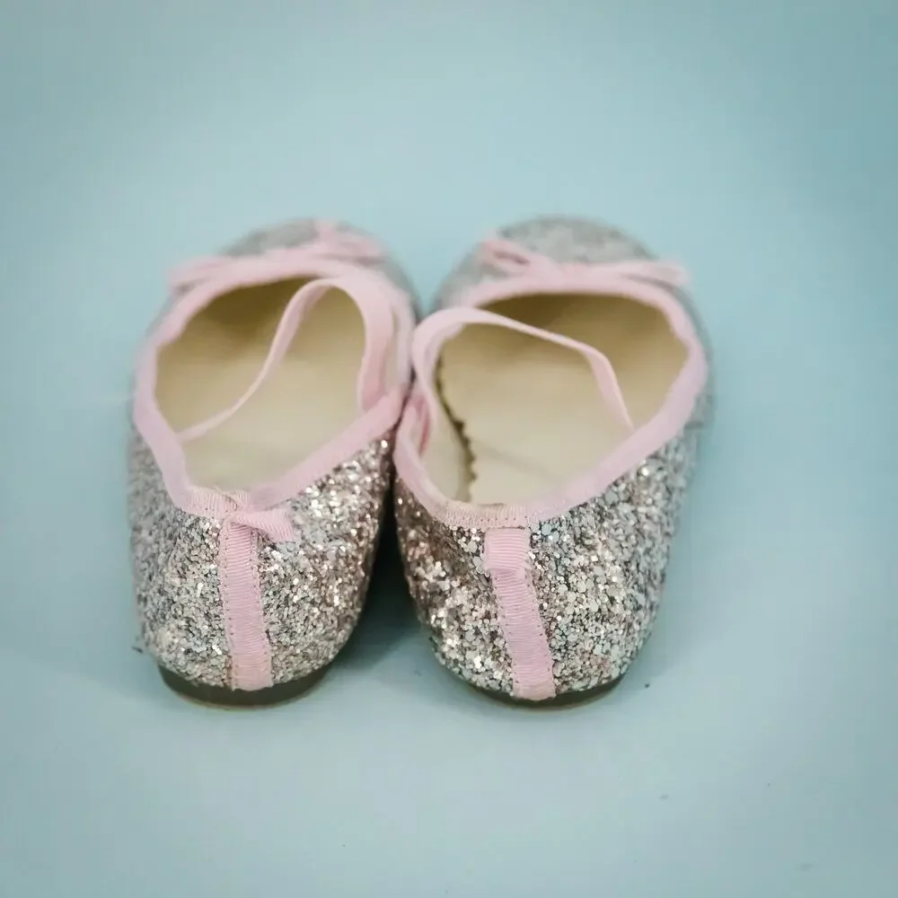 Crewcuts J. Crew Girls Size 1 Zoe Pink Glitter Mary Jane Slip On Ballet Flats